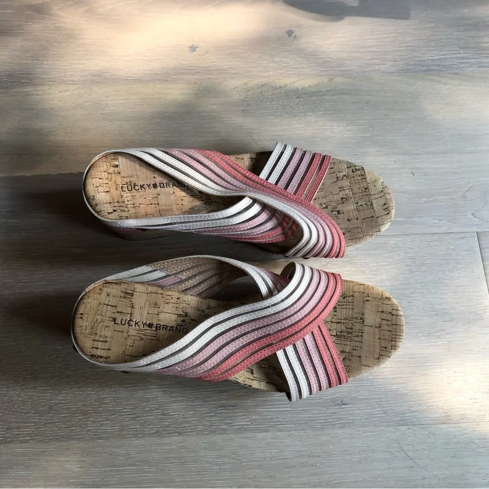 Lucky Brand Brand New Mykayla Cork Wedge Heels - Size 10 - Picture 3 of 12